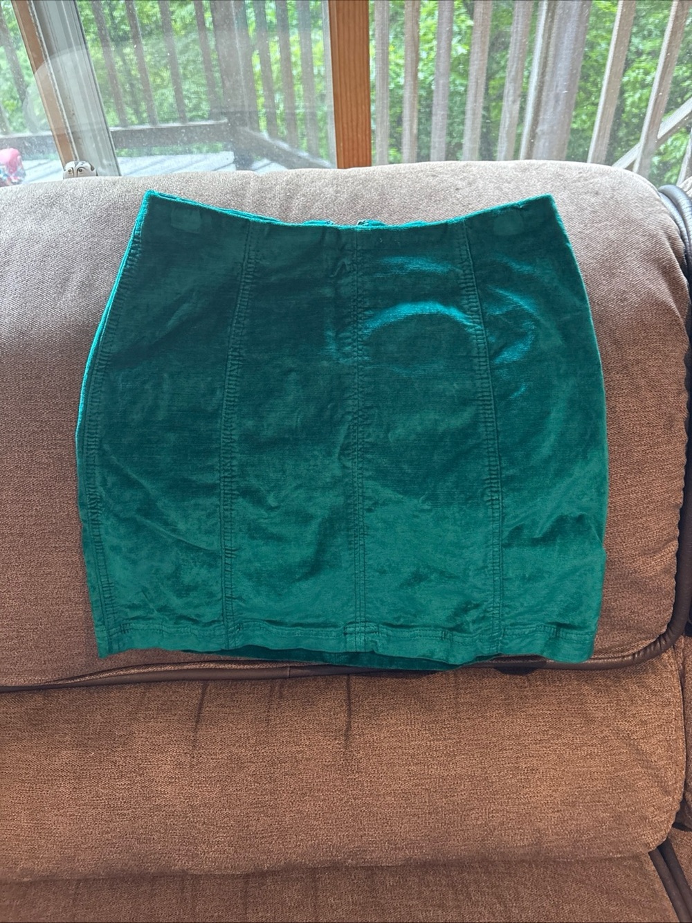 Free People Velvet Mini Skirt In Emerald Green Size 6 EUC